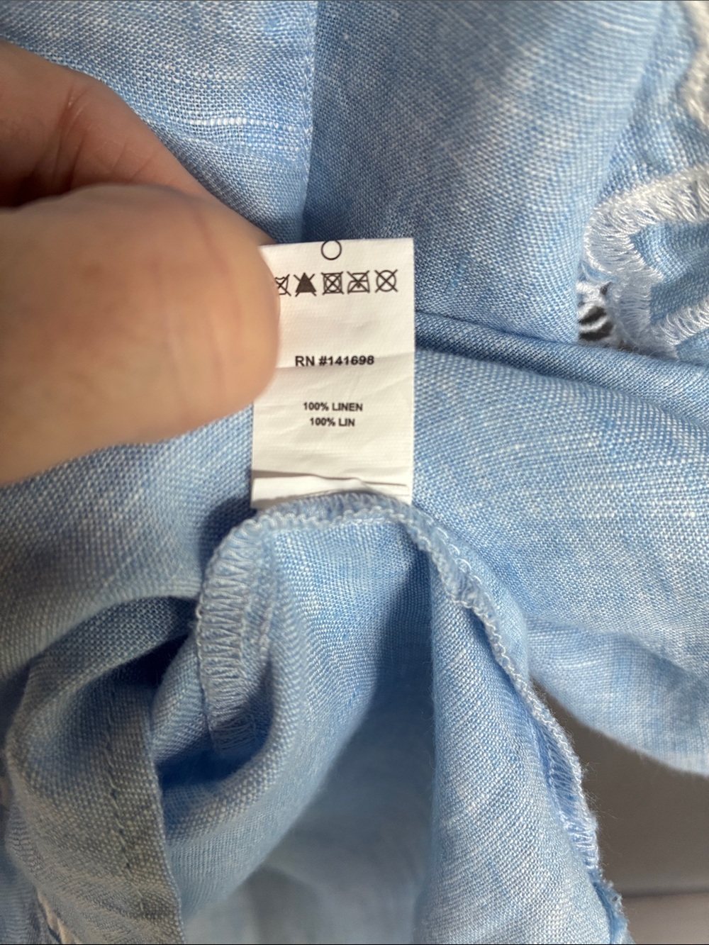 Ramy Brook large linen Light Blue  Lace Sleeve V-Neck Top - Picture 4 of 4